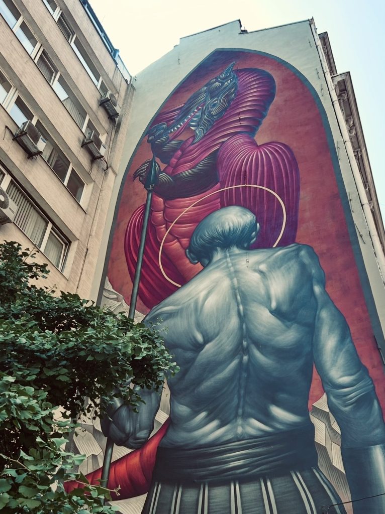 Street art Sofia murales di Bozko con San Giorgio e il drago